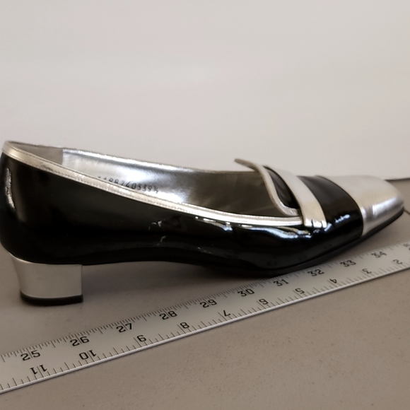 Dolce & Gabbana Metallic Silver & Black Patent Leather Shoes, size 39.5 Euro - Picture 5 of 12